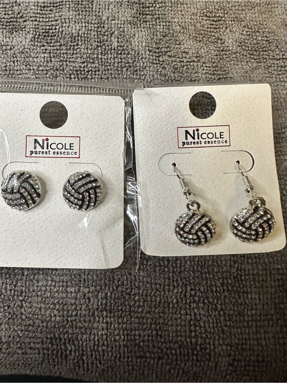 Nicole Crystal Knot Stud Earrings - Silver and Black